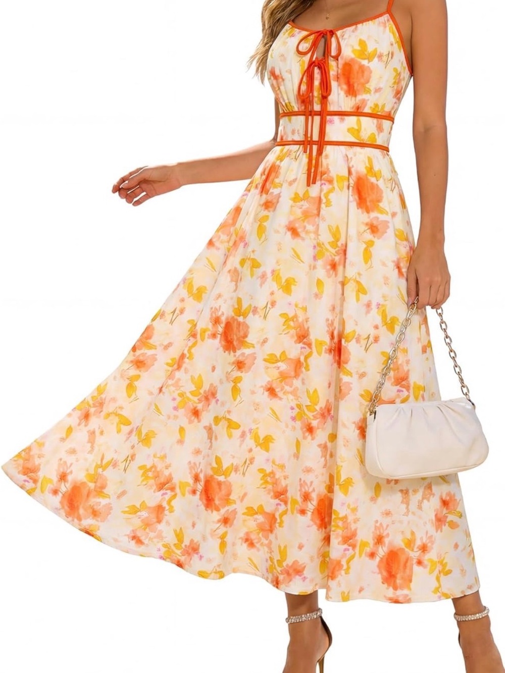 Grace Karin Boho Summer Floral Spaghetti Strap Maxi Dress Sundress Pockets S